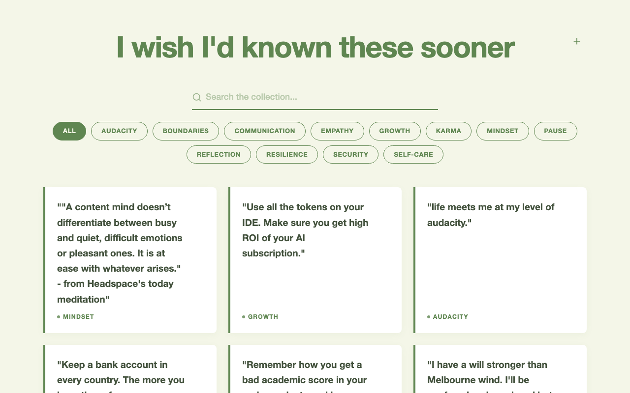 Wished Sooner — Life Advice & Wisdom Vault